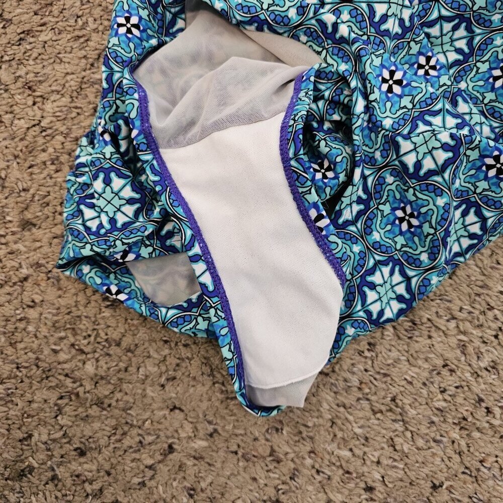 Spanx Love Your Assets Medallion Geo Turquoise Slimming One Piece Swimsuit L - Picture 9 of 12